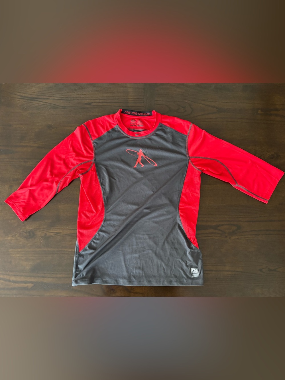 Nike Pro Combat Compression Shirt Dri Fit Ken Griffey Raglan Sleeve L Red Large